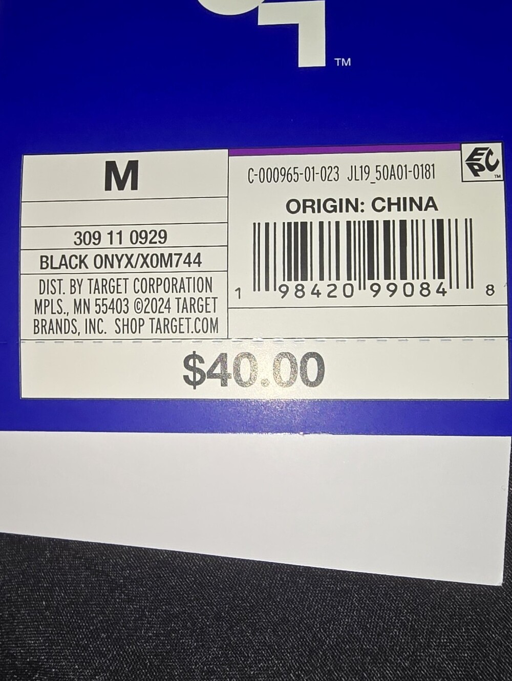 #A40 JoyLab Black Activewear Label Tag - Picture 8 of 9